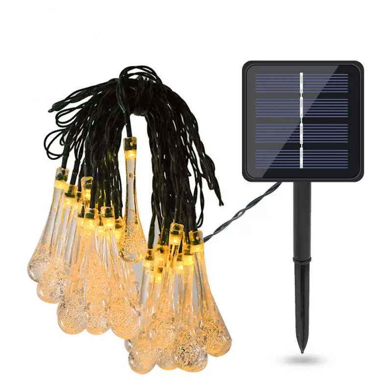 

LED Solar Street Garland String Lights Outdoor Waterproof Fairy Light Multi Color Waterdrop Light Garden Patio Party Decorative