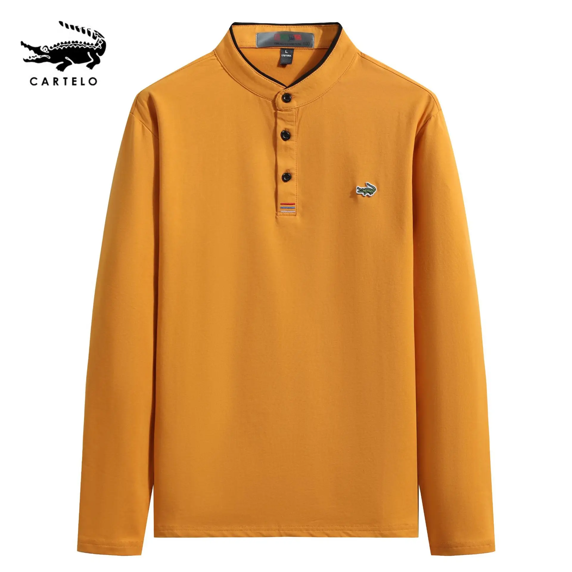 

Cartelo new stand collar long sleeve crocodile t-shirt men's sweater simple business style 2022 top quality crocodile logo