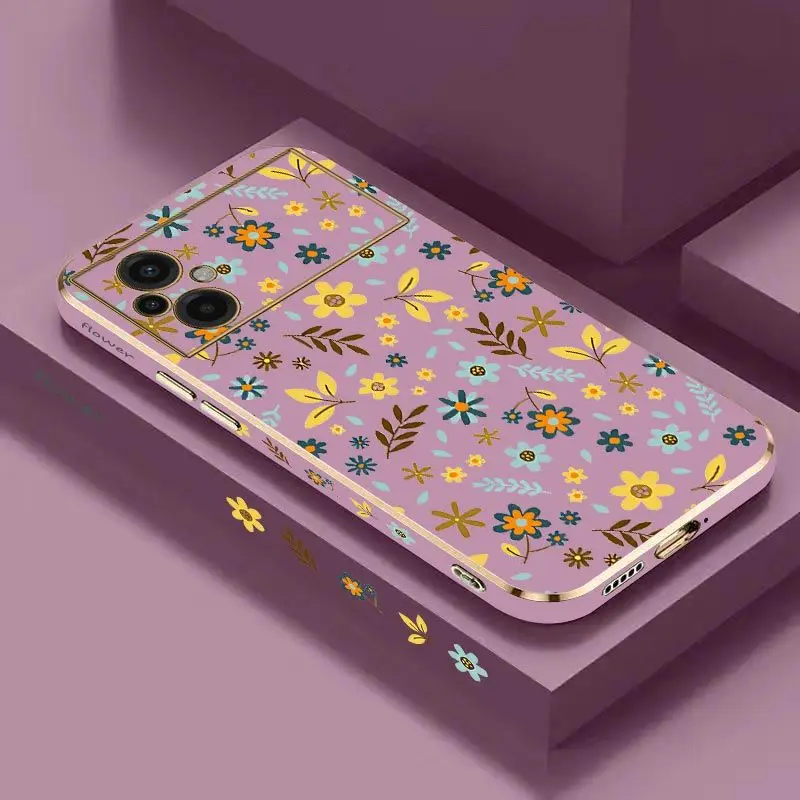 

Прозрачный цветочный роскошный чехол с покрытием для телефона Xiaomi Poco M5 M4 Pro F4 X4 GT F4 GT X4F3 X3 M3 X3 NFC X2 X3 Pro C40, чехол