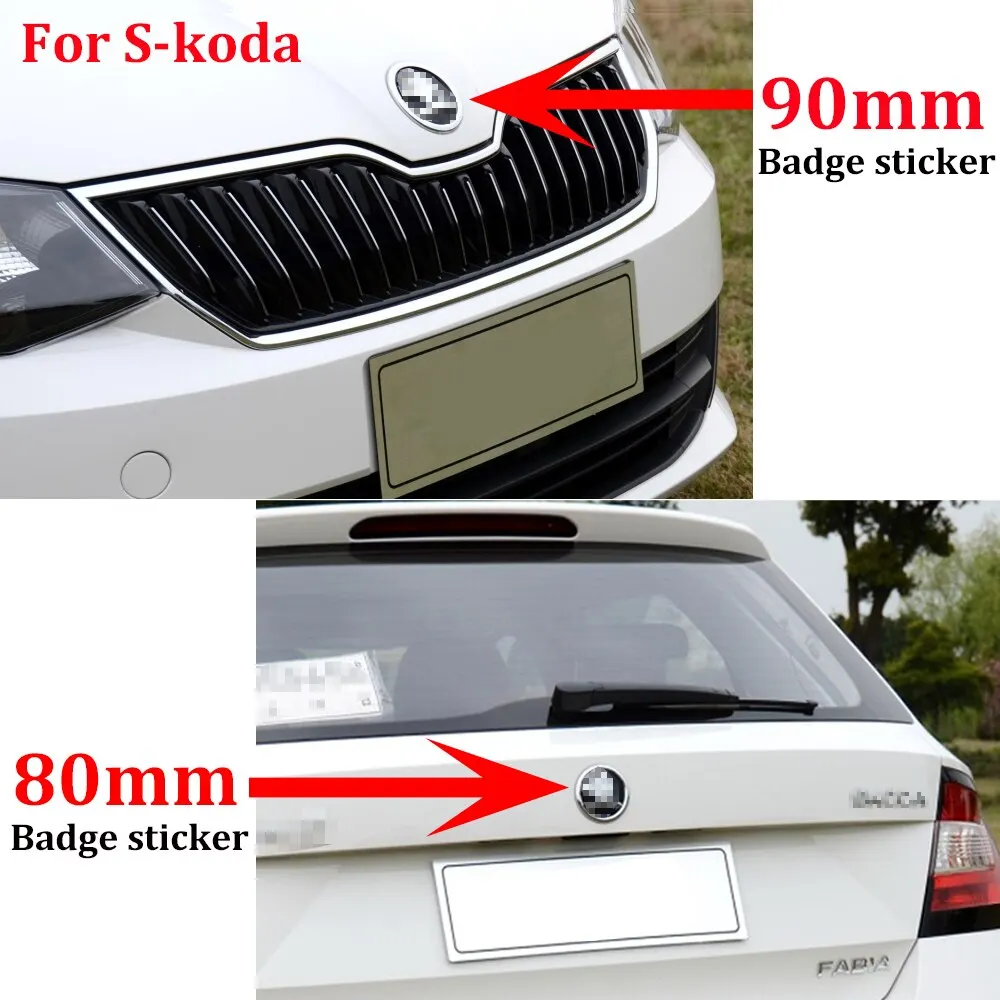 

80/90mm ABS Emblem for Skoda Logo Fabia 1 2 Octavia A7 RS Superb Rapid Yeti Karoq Vision Car Front Hood Badge Rear Trunk Sticker