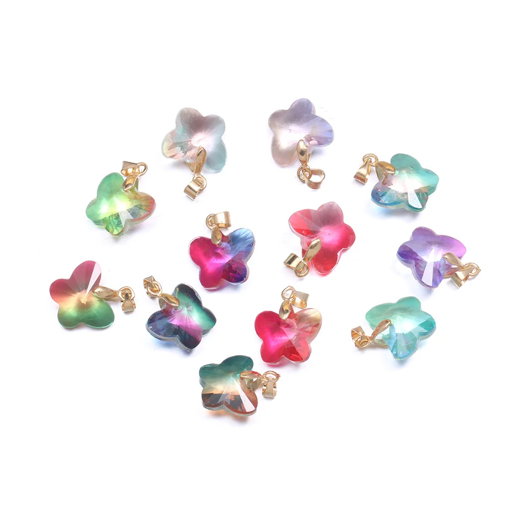 

High Quality Glass Butterfly Pendant Handmade Crafts DIY Necklace Bracelet Earring Accessories Making for Women Size 16x16mm