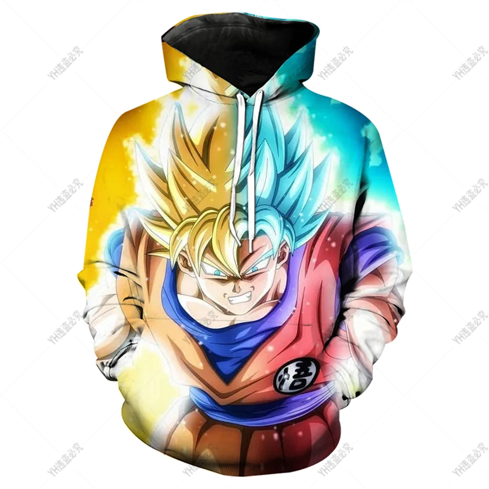 Фото Новая толстовка с капюшоном Dragon-Ball Z, повседневная детская модная толстовка, уличная одежда с 3D принтом, крутой Повседневный Топ с дракониче... №2