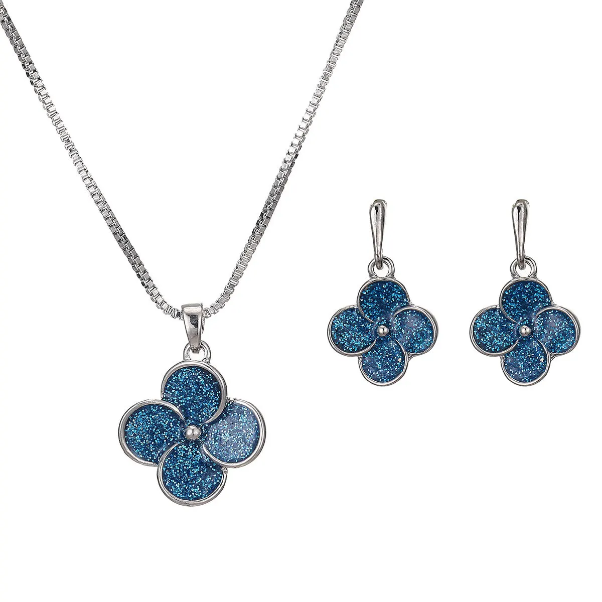 Изысканное модное синее ожерелье-бабочка и серьги с подвеской в виде цветка