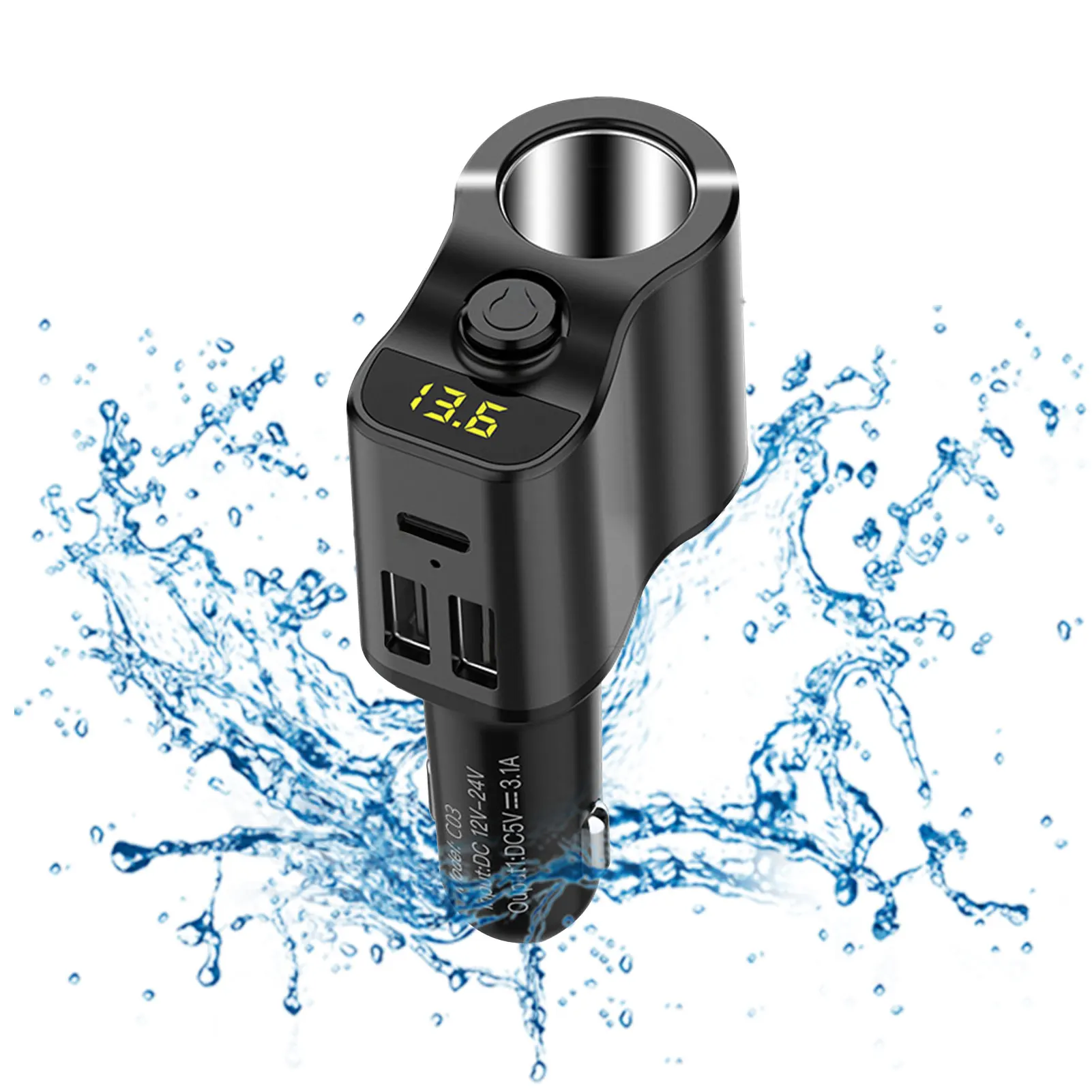 

Автомобильное зарядное устройство с разъемами USB Type-C, 3,1 А, 12/24 в