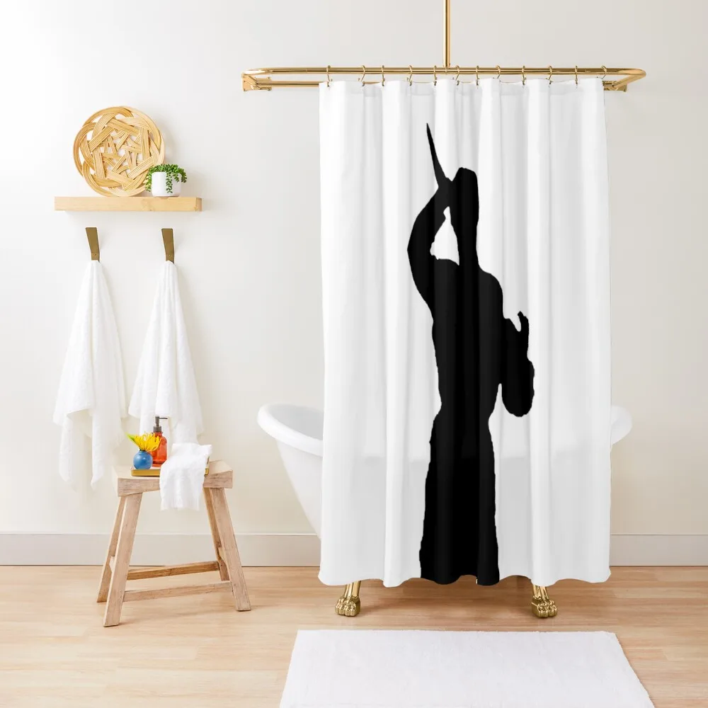 

Scary Stalker Shower Curtain,Halloween Silhouette Shadow Shower Curtains Help Me Halloween Bathroom Decorations Set with Hooks