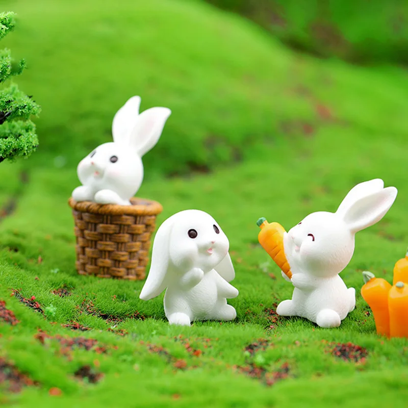 

Cute Rabbit Easter Figurine Micro Landscape DIY Decoration Miniature Fairy Home Garden Mini Bunny Ornament Supplies