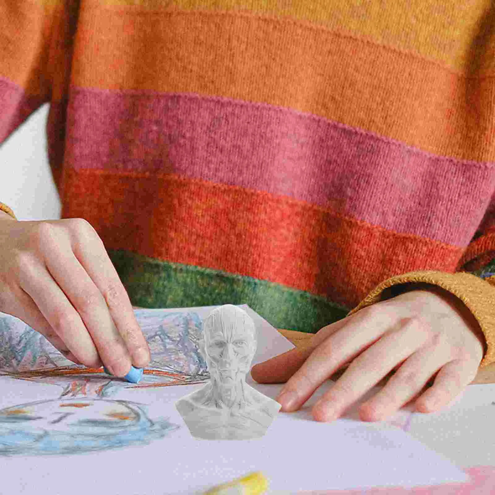 Эскиз Статуя Череп Голова Ремесленные Модели Манекен Живопись Человеческий