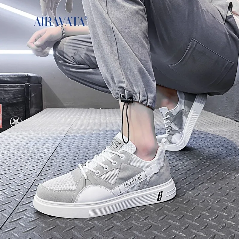 Men Walking Shoes Canvas Male Sneakers Fashion Lace-up Solid Mesh Breather Shoes Rubber Flat Autumn Casual Man Shoes