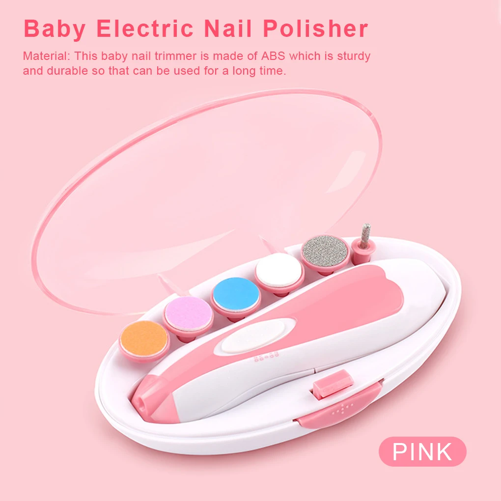 

Newborn Hands Foot Nail Trimmer Electric Polishing Grinding Manicure Fingernails Clippers Scissors Toddler Tool Pink