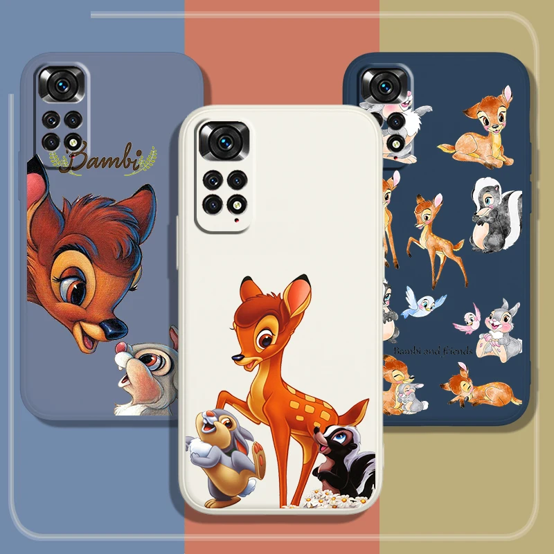 

Fawn Bambi Cute Phone Case For Xiaomi Redmi Note 11 11S 10 10S 9 9S 9T 8 8T 7 5 Pro Plus Liquid Rope Candy Cover Soft Coque Capa