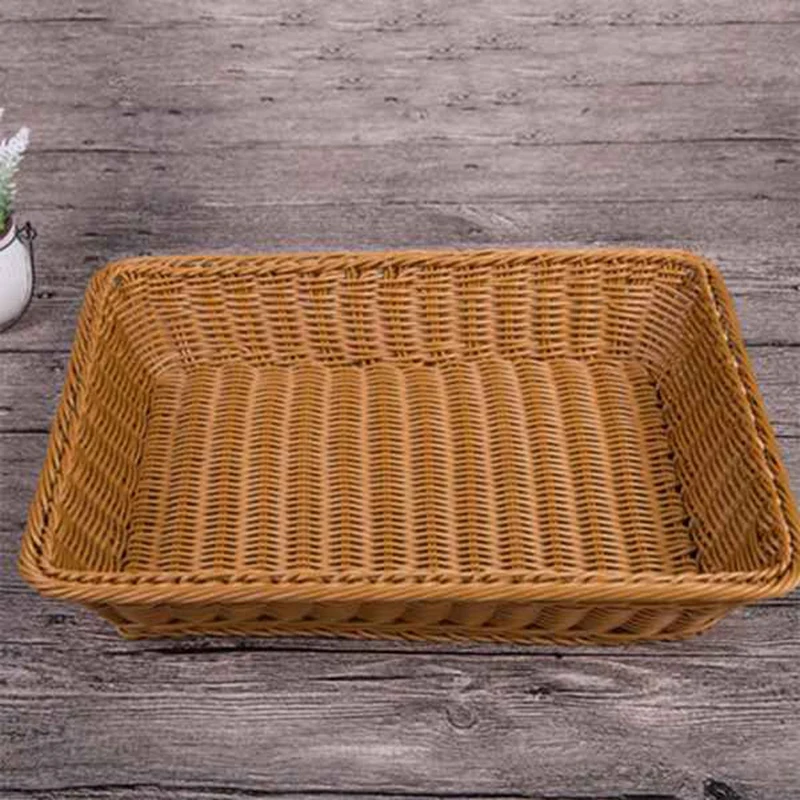 

6 Pcs Rectangular Basket For Table Or Counter Display For Bread,Fruits And Vegetables Wicker Baskets For Markets,Bakery