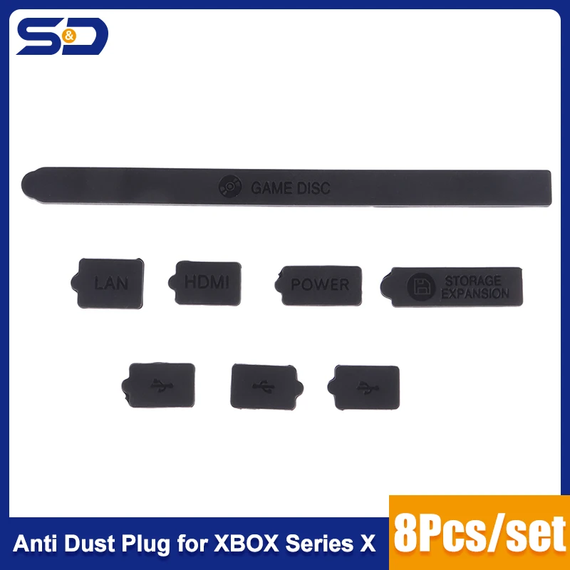 

8Pcs Anti Dust Plug Set For XBOX Series S X Gaming Console Host Port Filter Jack Silicone Rubber Dustproof Cap Cover Accessories