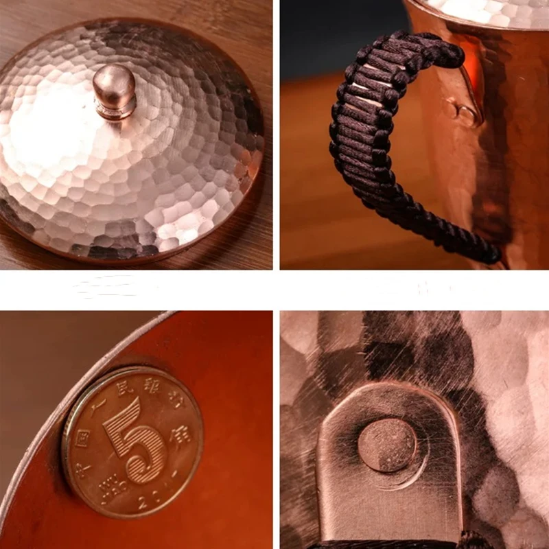 Пивная чашка ручной работы кофейная кружка из чистой меди с крышкой утолщенной