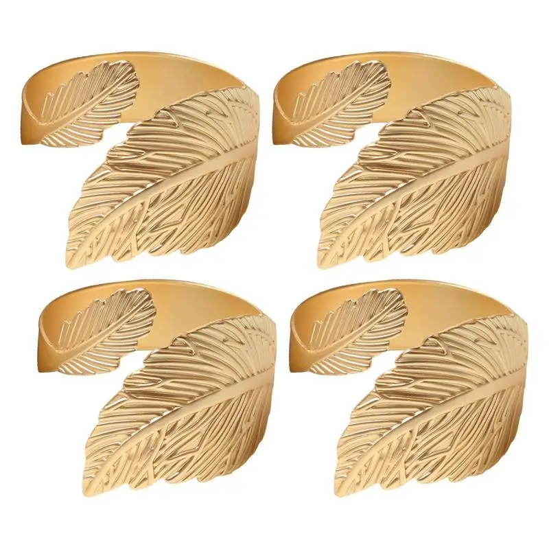 

Napkin Rings 4pcs/set Leaf Shape Metal Napkin Holder Buckles DIY Table Decorations For Wedding Dinner Party Banquet Holiday