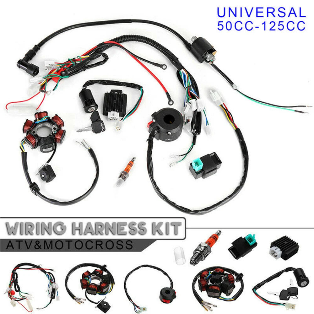 

For ATV 50CC-125CC Wiring Harness CDI Stators 6 Coil Pole Ignition Set Replacement Wire Harness STATOR Assembly Car Accessories