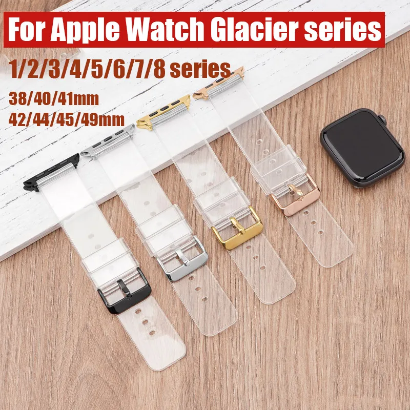

Silicone Jelly Transparent Strap for Apple Watch Band iwatch1/2/3/4/5/6/7/8 Universal Men's And Women's Casual Fashion Watchband
