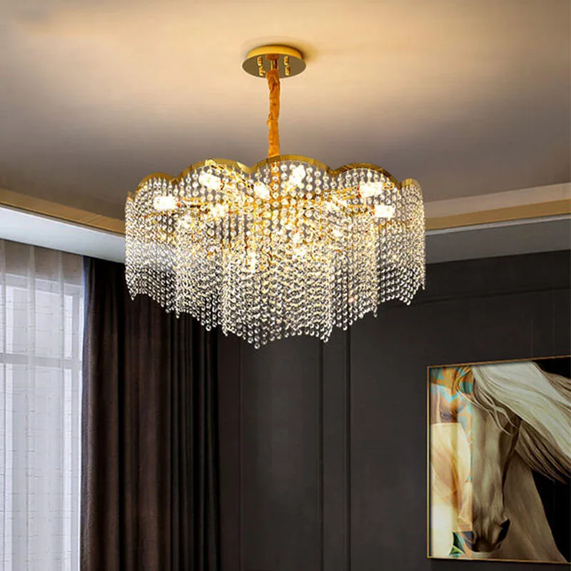 

Nordic Crystal LED Chandeliers Living Room Hanglamp Restaurant Bedroom Lighting Fixtures Gold Metal Bright Lamp E14 Bulb