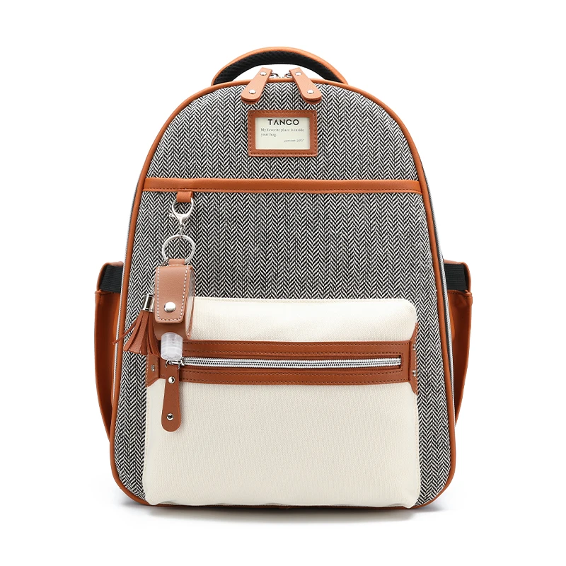 

Mummy Diaper Bag Backpack Leather Splicing Canvas Bag Cosmetic Maternity Nappy Changing Bag Outdoor Travel Diaper Bags Baby Care