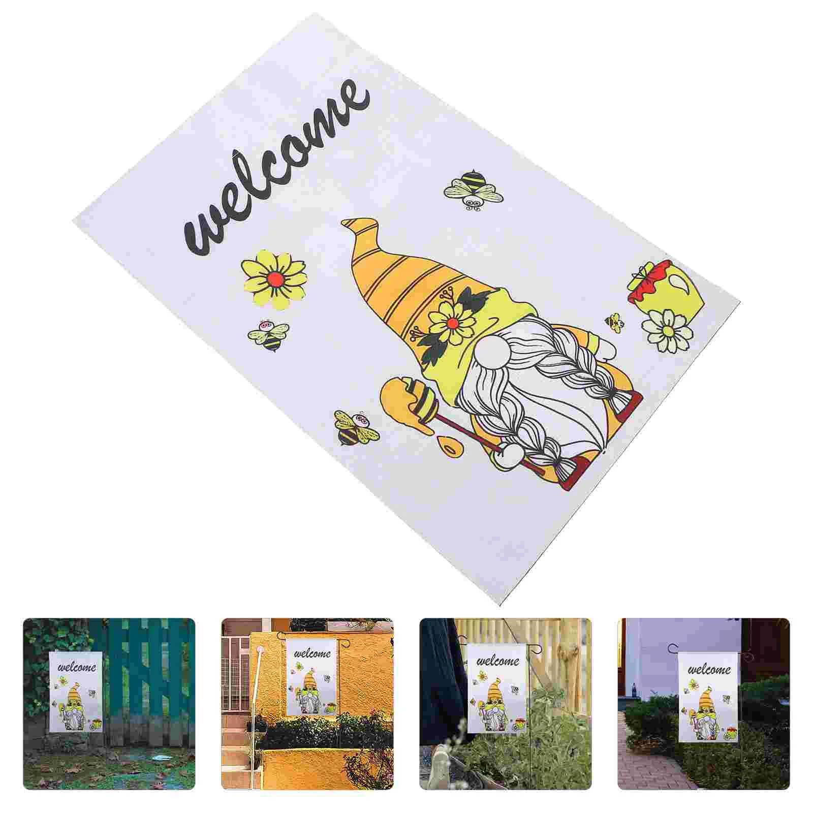 

Summer Garden Flag Bees Gnome Welcome Flag Bees Gnome Garden Flag Festival Garden Flag for Outdoor Garden Courtyard