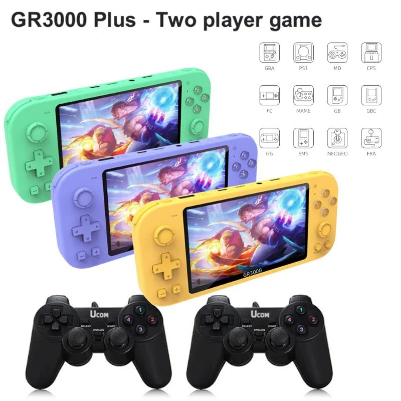 

GR3000 Handheld Game Console 5.1 Inch Vintage Game Console Supports Type-C Connector, Expandable 64G, FC/GBA/GBC/MD/NES/SFC/PS