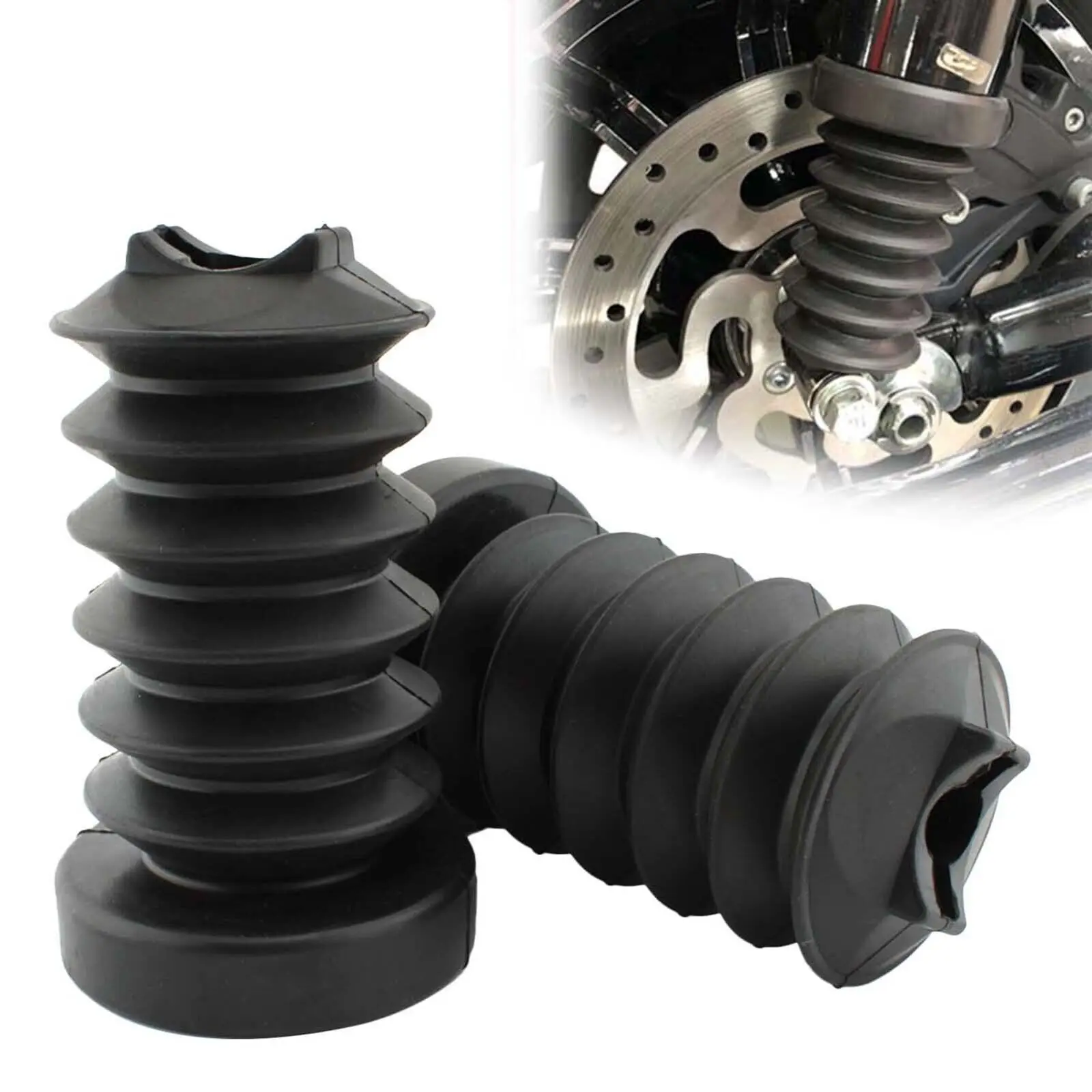 

2x Rear Rubber Shock Absorber Fork Cover Boot For Harley Touring FLHR FLHT FLHX