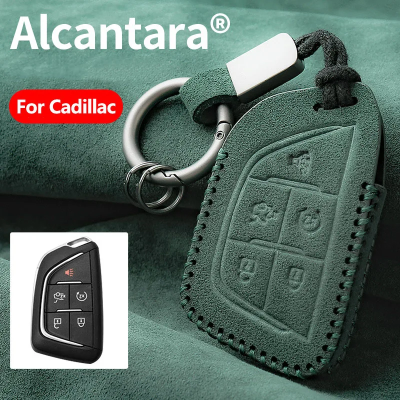 

Ushilife Alcantara Suede Car Remote Key Case Cover All-inclusive Protective Bag For Cadillac XT5 CT5 XT4 XT6 CT6 XTS ATSL CT4