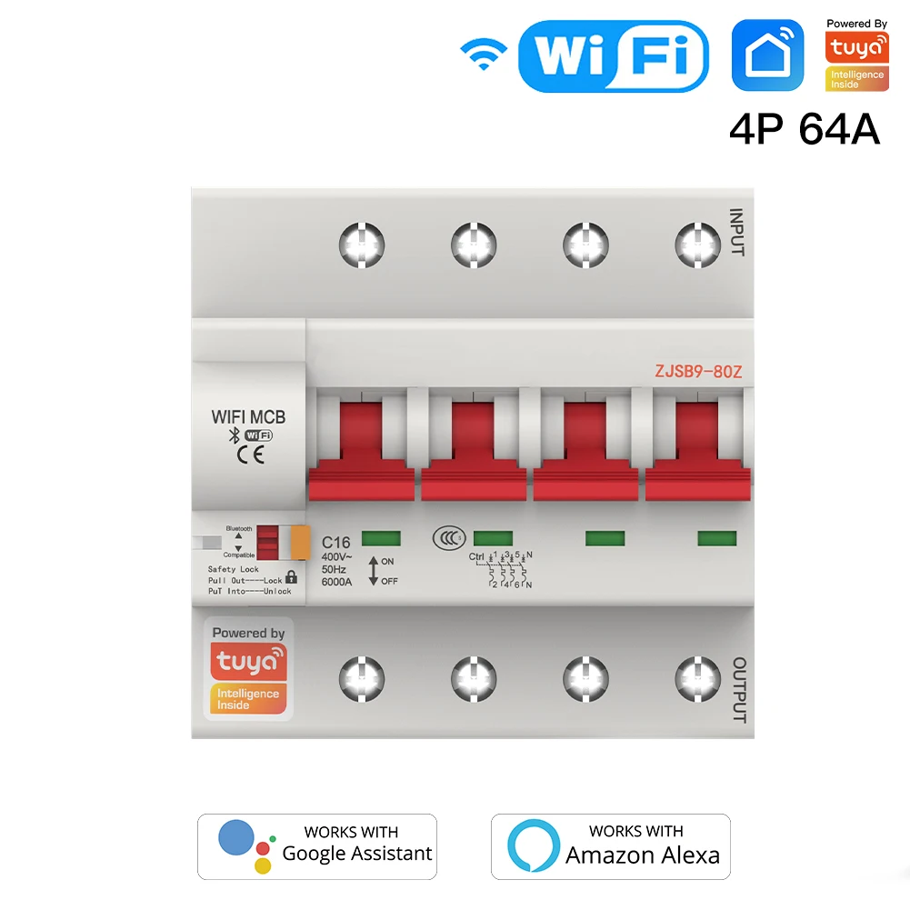 1P (2P, 3P, 4P) 16A20A32A40A50A63A80A100A Умный Wi-Fi автоматический выключатель IoT воздушный переключатель защита от перегрузки и короткого замыкания (art.: 3920d3841b7fb) - 3920d3841b7fb