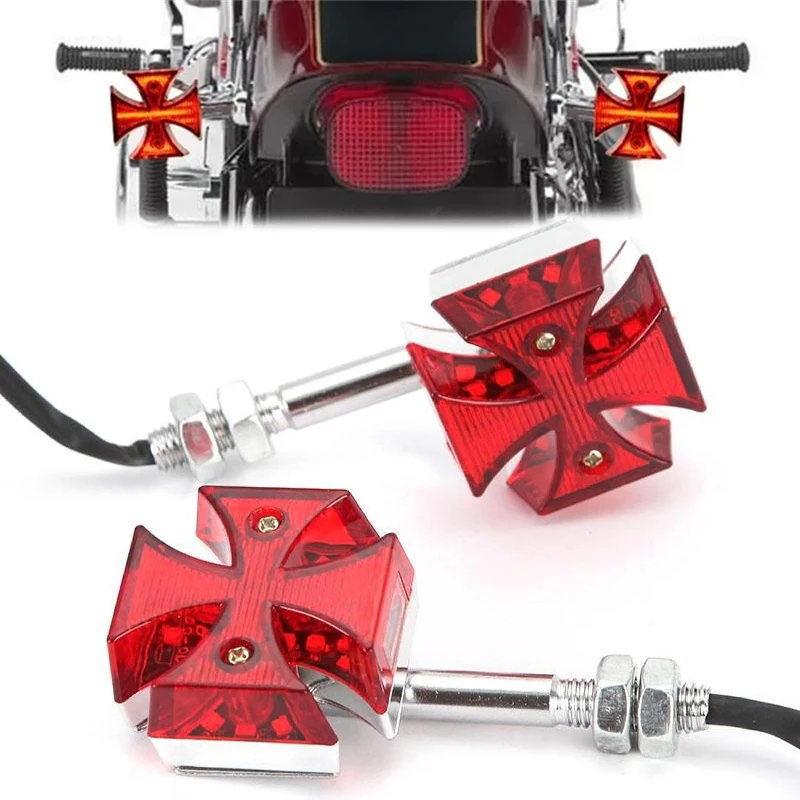 

12V Maltese Cross Style Motorcycle LED Turn Signal Indicator Light (Red Light)