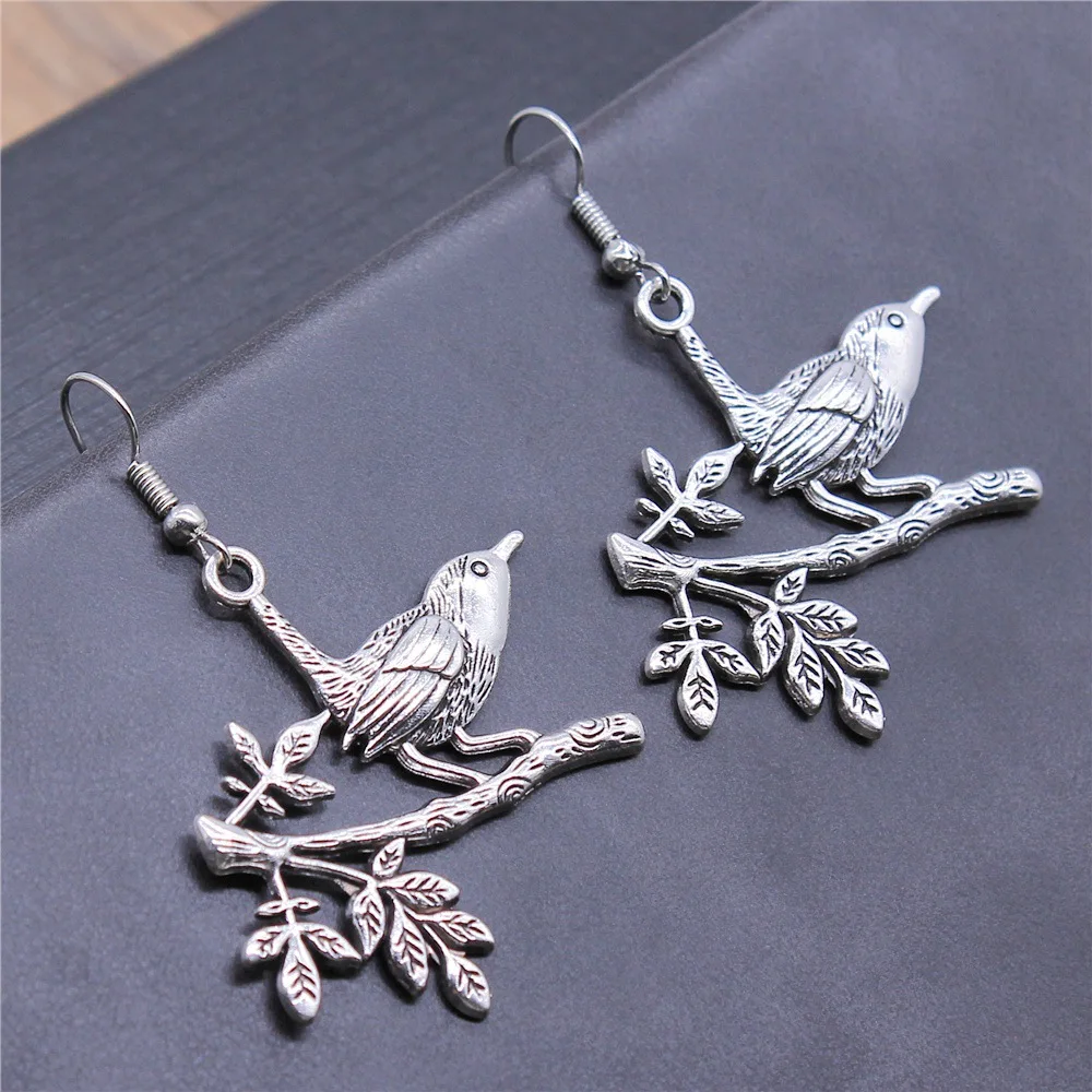 

Fashion Handmade Simple Design Antique Silver Color Tree Branch Pendant Earrings Women Vintage Drop Earrings