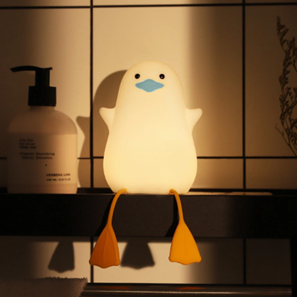 

LED Cartoon Duck Night Light Silicone Phone Holder Children Sleeping Pat Lamp Living Room Art Decor Supplies