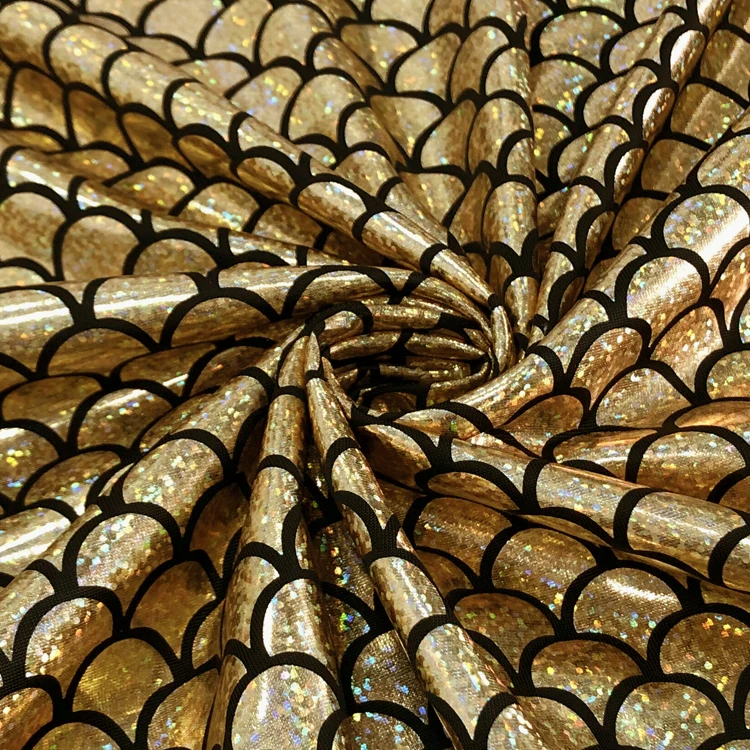 

50*150cm High Elasticity Bronzing Decoration Mermaid Fabric DIY Stage Cosplay Costume Dance Shiny Stretchy Swimsuit Material