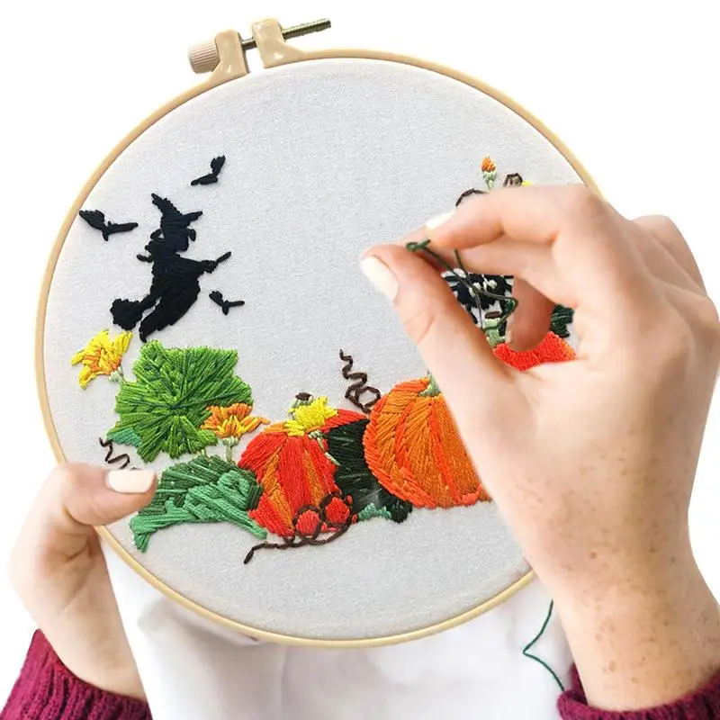 

Beginner Embroidery Kit Halloween Crochet Beginner Embroidery Kits Halloween Craft Embroidery Fabric DIY Crafts Beginner