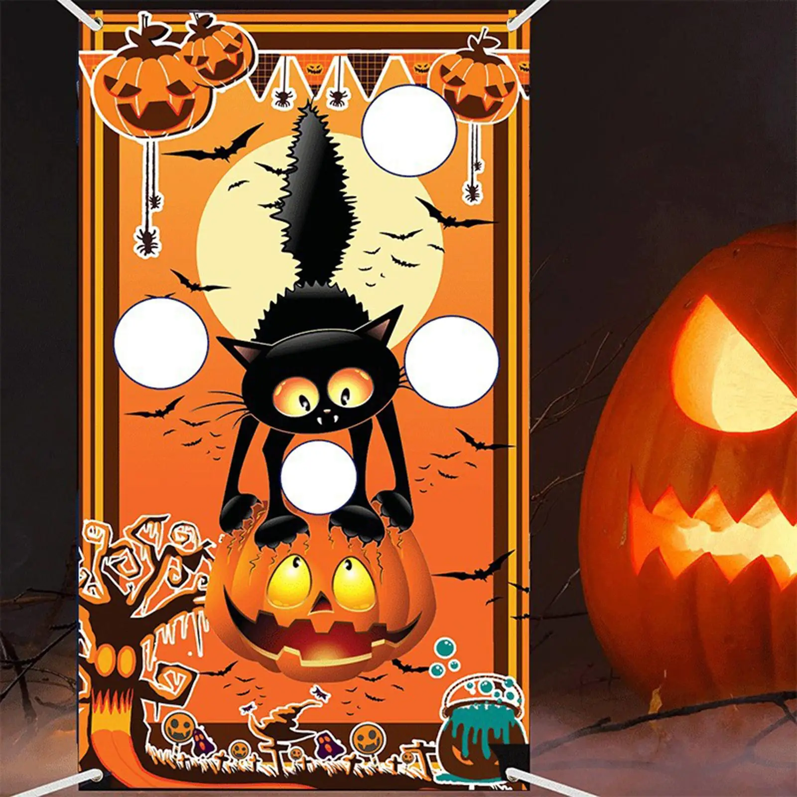 

Halloween Toss Game Family Gathering Favors Toys Throwing Game Banner Kit for Yard