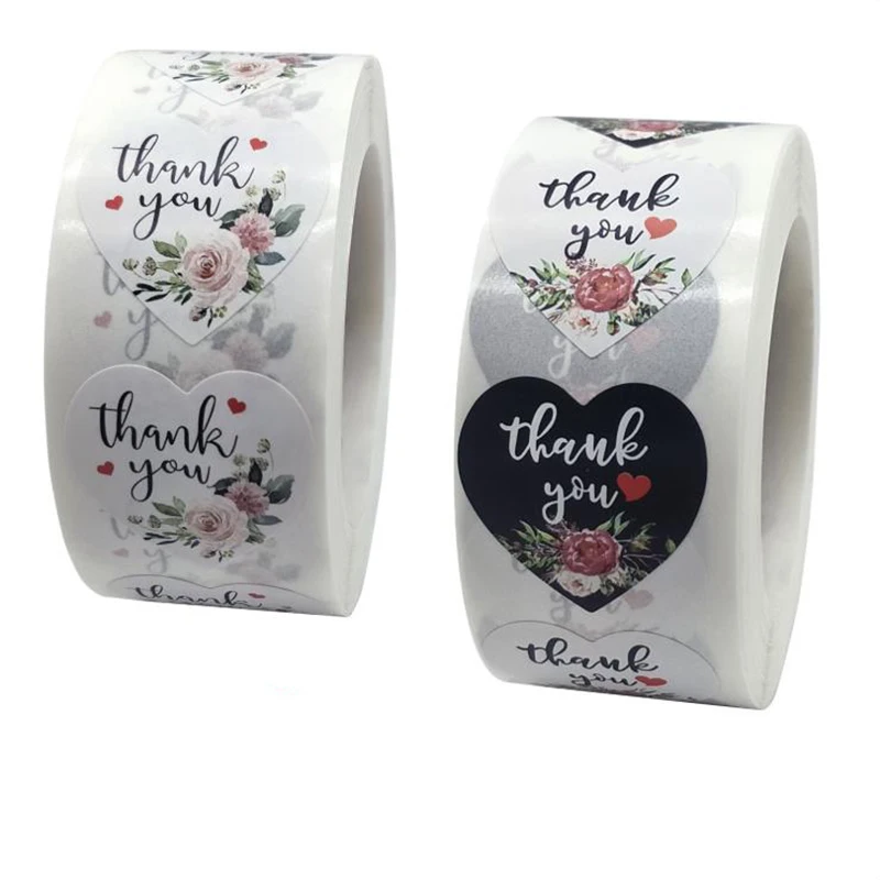 

500PCS Kawaii Labels Classical Flower Thank You Sticker Sealing Paper Stickers Stationery Supply Decorative Sticky Scrapbooking