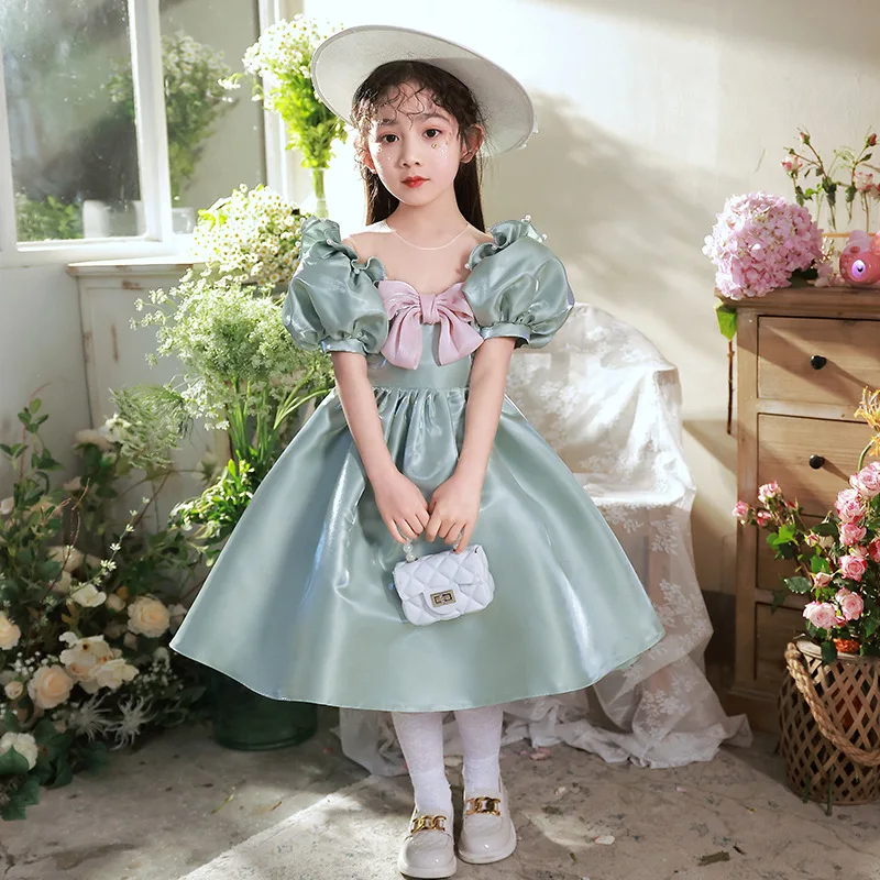 

Girls Summer High-end Foreign-style Host Catwalk Birthday Piano Costume Hepburn Style Dress