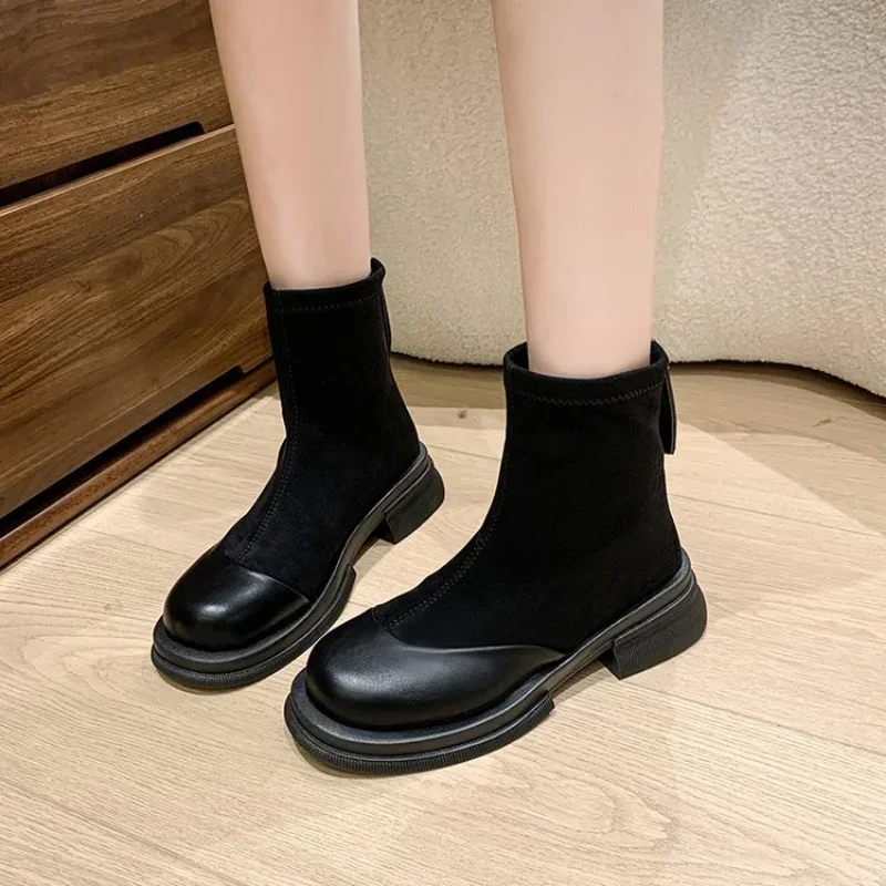 Женские вязаные ботильоны модные утягивающие короткие без шнуровки осень-зима