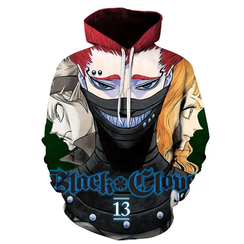 

Новинка, классические толстовки с 3D-принтом черного клевера, классные толстовки унисекс в стиле Харадзюку, осенне-зимние пуловеры для мальч...