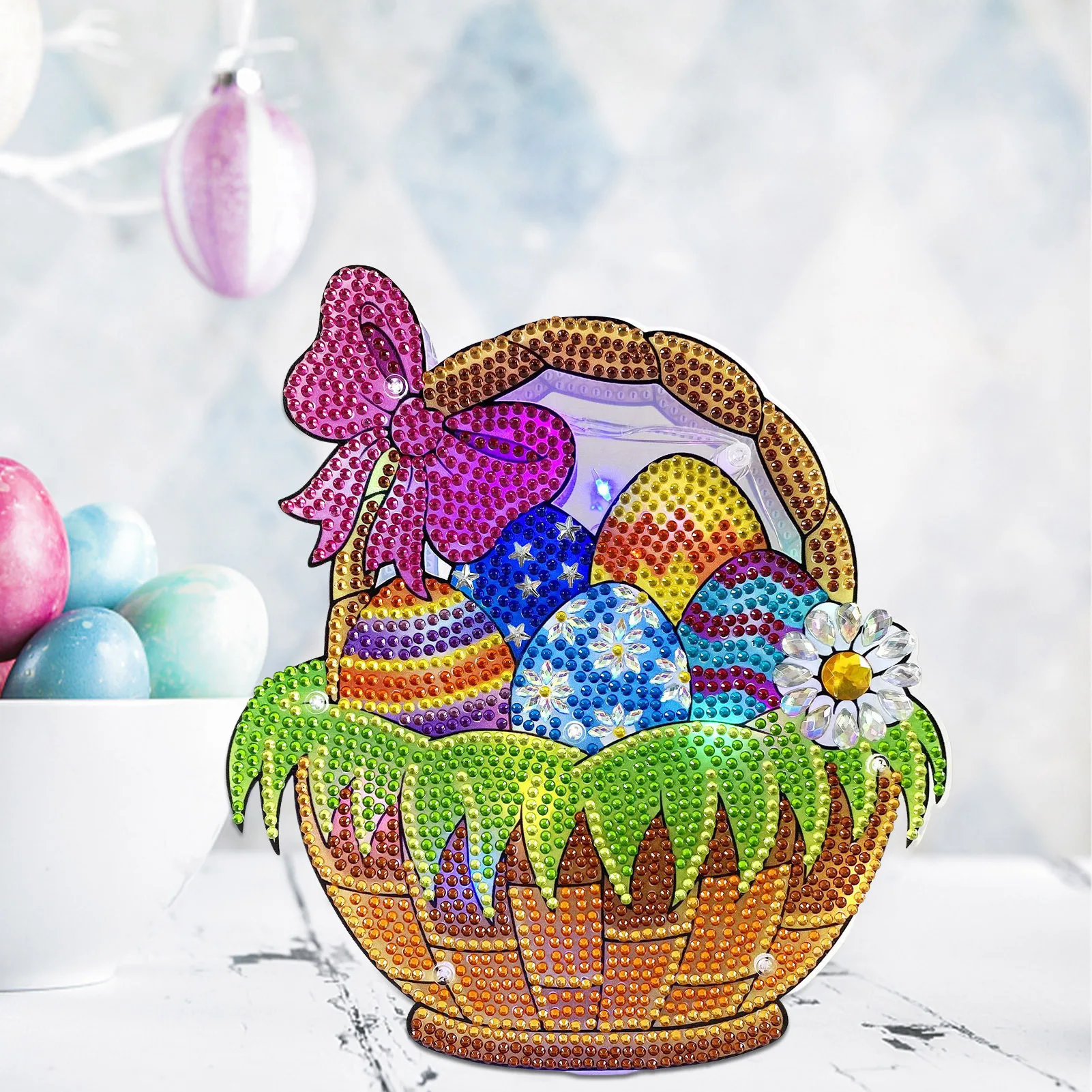 

Алмазные картины 5D, пасхальное украшение, Набор для творчества «сделай сам» с светильник рляндой, картина Стразы, алмазная вышивка «сделай ...