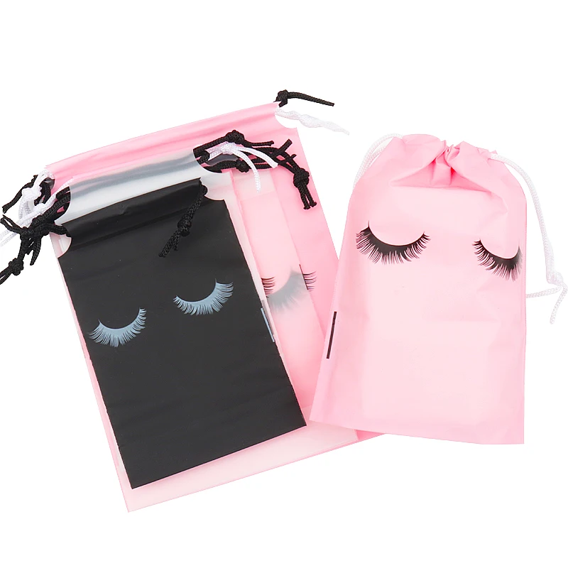 20pcs Eyelash Extension Cosmetic Bag Plastic Drawstring Lashes Supplies Lipstick Travel Pouch Beauty Salon Aftercare Makeup Tool images - 6