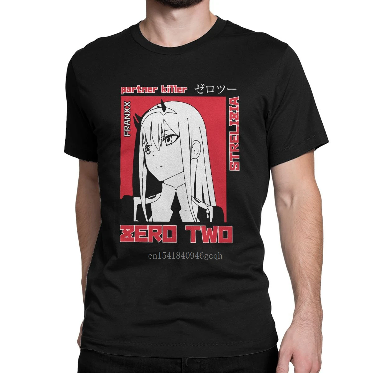 

Men's T-Shirt Darling In The Franxx Zero Two Humorous 100% Cotton Tees Short Sleeve Anime Manga T Shirts Tops Birthday Gift