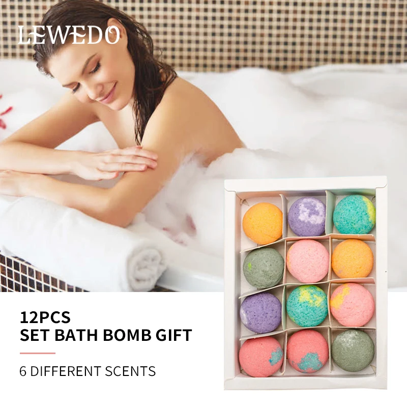

LEWEDO 12Pcs/Set Bath Bomb Gift Rich Essential Oils Mini Handmade Bathing Foot Spa Moisturizing Dry Skin Relax Scent Shower Salt