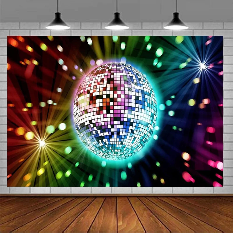 

Photography Backdrop 70s 80s 90s Disco Ball Night Club Neon Music Adults Birthday Background Decorations Let's Glow Crazy Studio