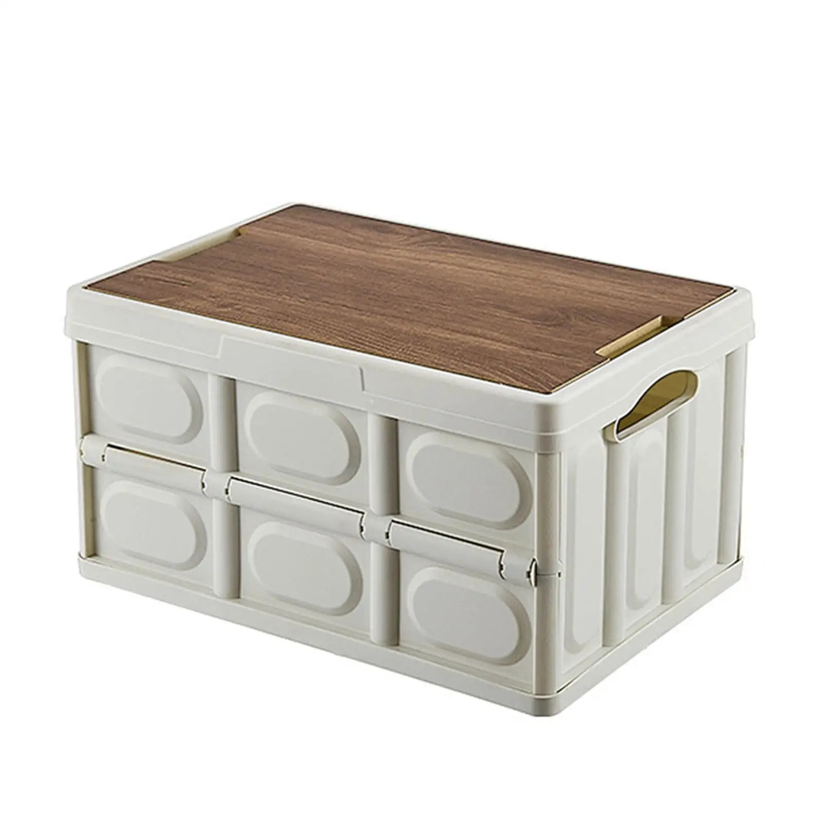 

Foldable Storage Box With Lid Collapsible Storage Bin With Wooden Lid Portable Travel Bins Large Capacity Household Use