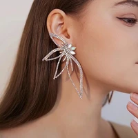 new sparkling rhinestone flower drop earrings earrings for women dinner party wedding accessories fashion luxury jewelry