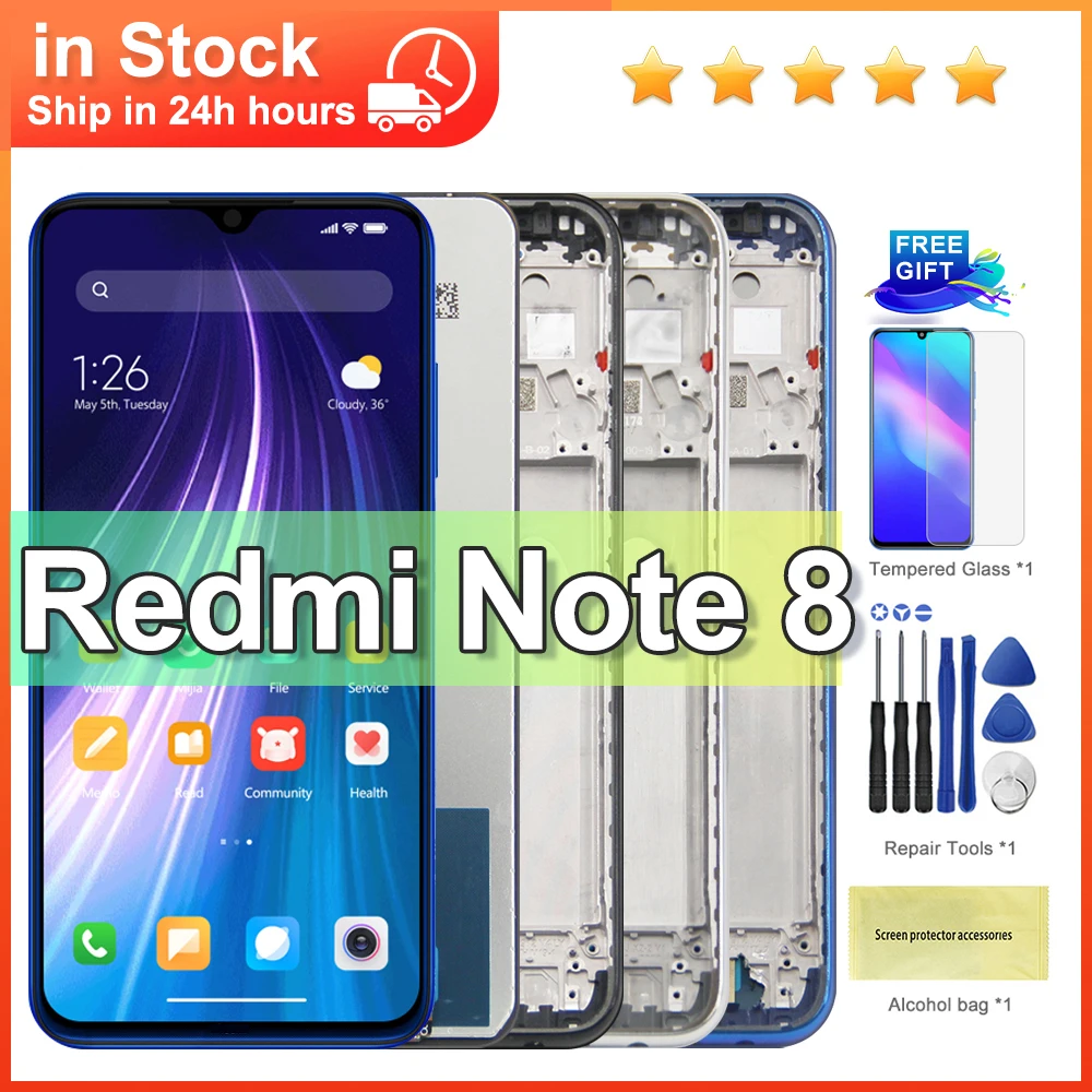 ЖК-дисплей 6 3 дюйма для Xiaomi Redmi Note 8 с сенсорным экраном Note8 M1908C3JH сменный рамкой