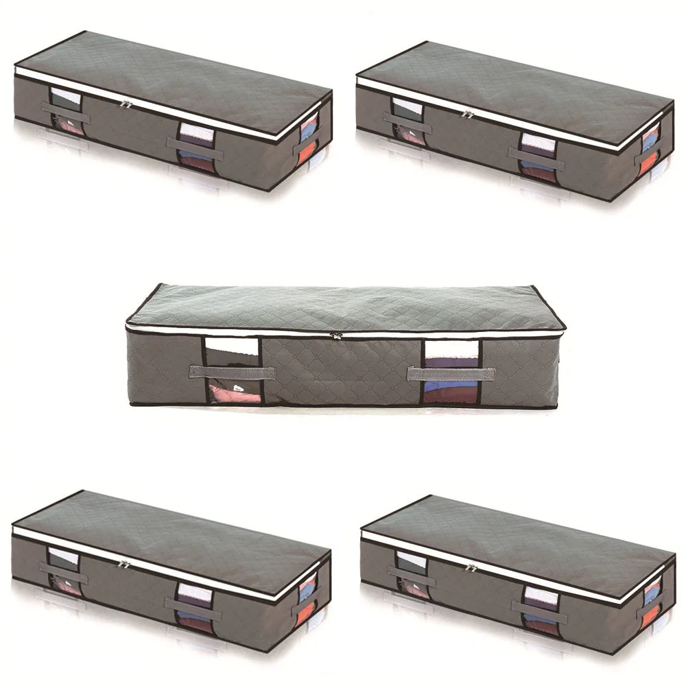 

Non-woven Quilt Finishing Storage Bag Large Thickened Portable Four-window Bed Bottom Embossed Storage Bag