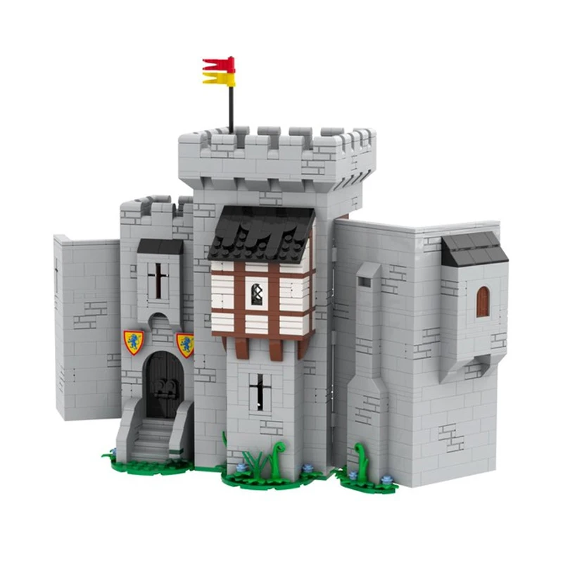 Фото MOC изготовленная на заказ игрушка из строительных блоков, мини-модель замка, средневековый рыцарь льва, 1173 шт., креативный набор игрушек для сборки, подарок на праздник №5