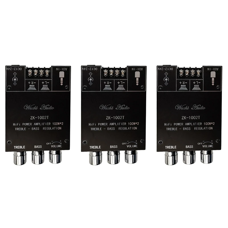 

3X ZK-1002T TPA3116D2 Bluetooth 5.0 Subwoofer Amplifier Board 2X100W 2.0 Channel High Power Audio Stereo Amplifier Board
