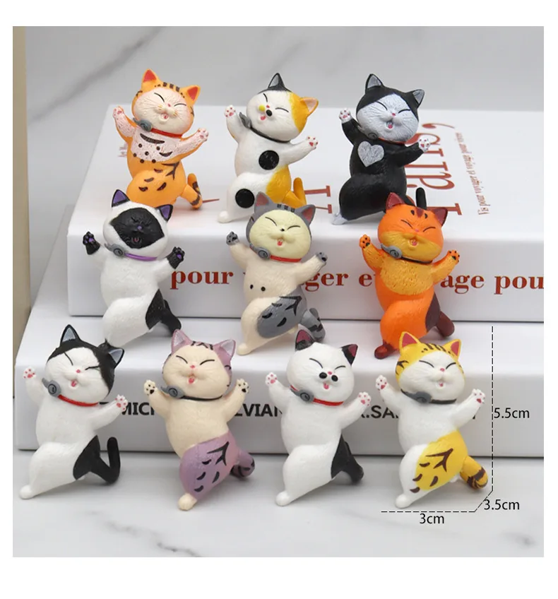 

Turn around Cat Cheer Cat Hand-Made Anime Peripheral Cartoon Kitty Doll Car Office Ornaments Home Decoration