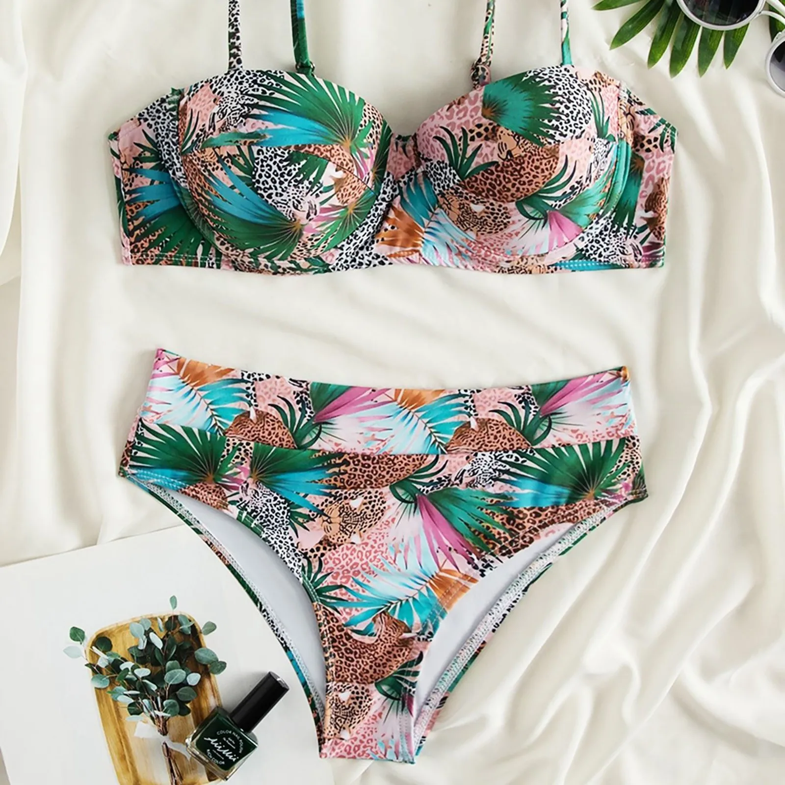 

Swimsuit 2022 New Sexy Women High Waist Bikini Flowers Swimwear Female Bandage Bikini Set Biquini Bathing Suit Women Large Size